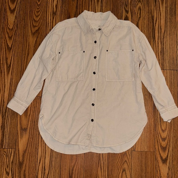 Free People Baby Cord Button Down Top Women’s Oversized Collared Shirt XS - Picture 5 of 8